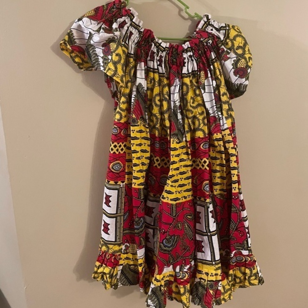 Grass Fields  African Print Midi Skater Dress Size 12 Women